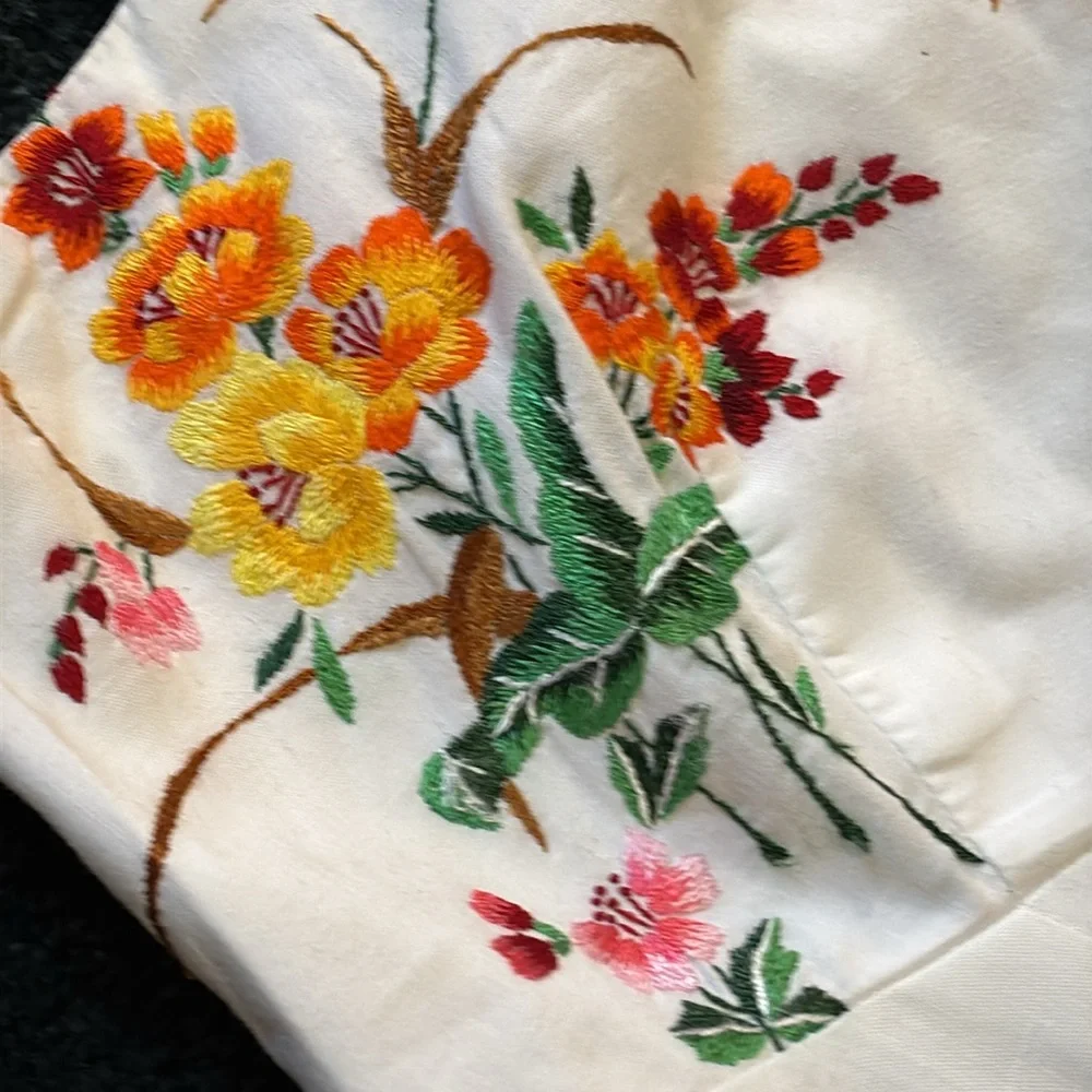 Vintage 1976 Young Edwardian White Cotton Maxi Sundress, Floral Embroidery, EUC - Picture 13 of 15